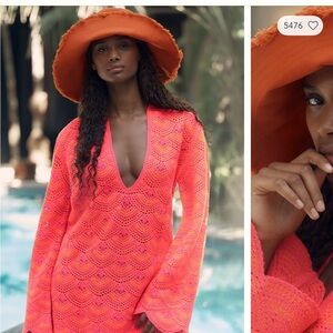 Orange Crochet Swim Cover-Up